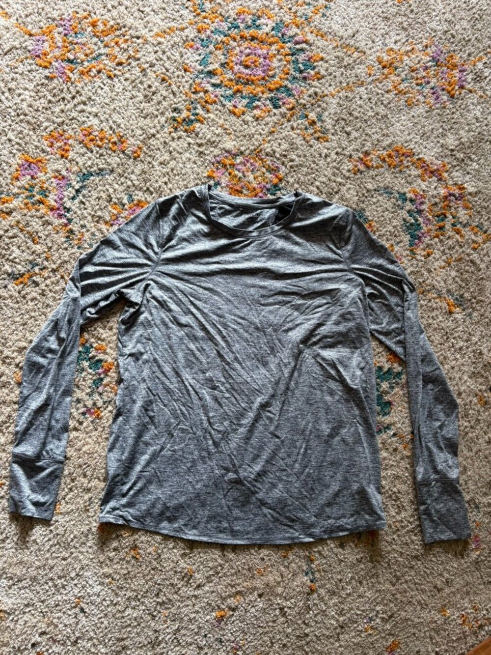 Athleta Pose Heathered Gray Open Back Long Sleeve Top